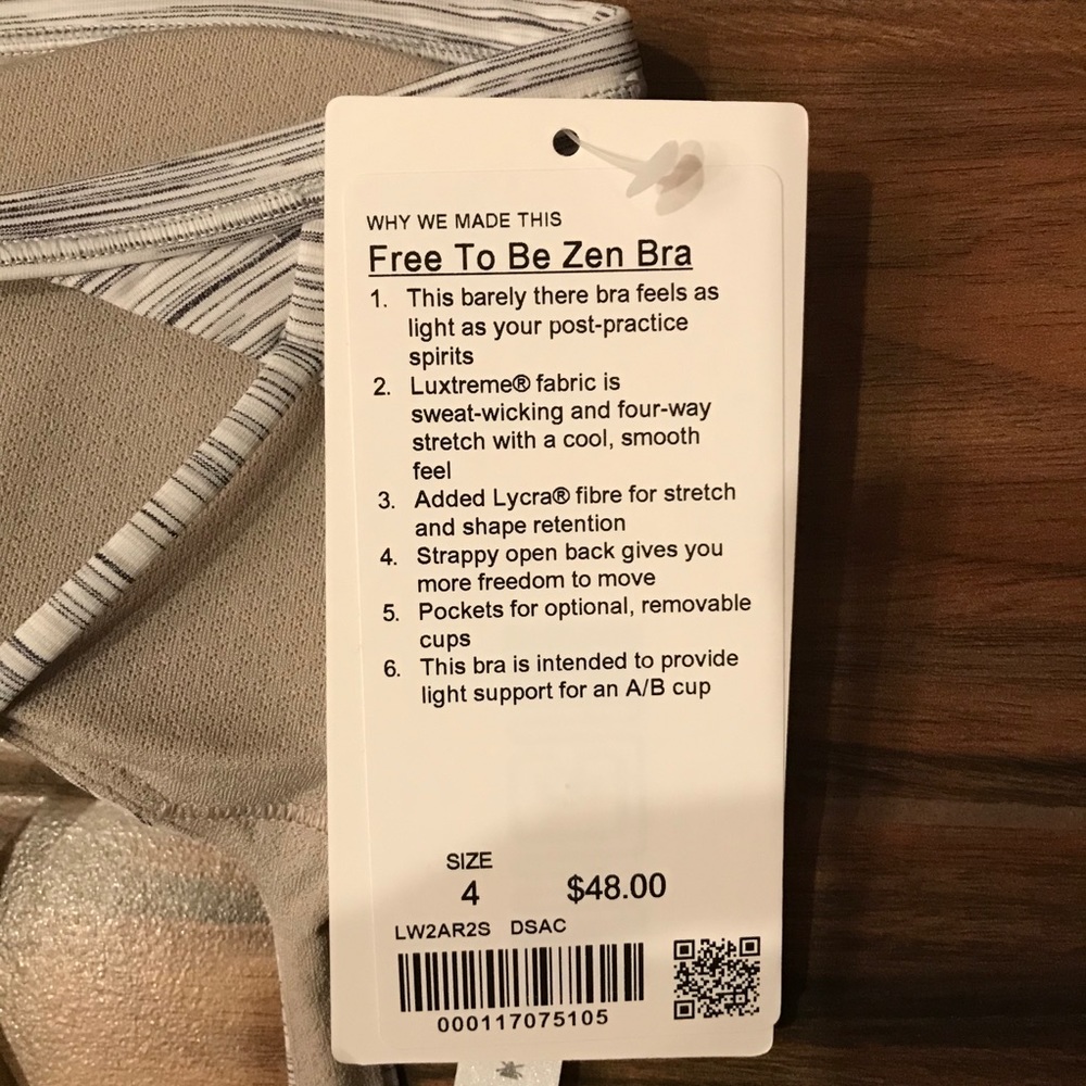 NWT lululemon free to be zen bra dark carbon gray - Picture 3 of 3